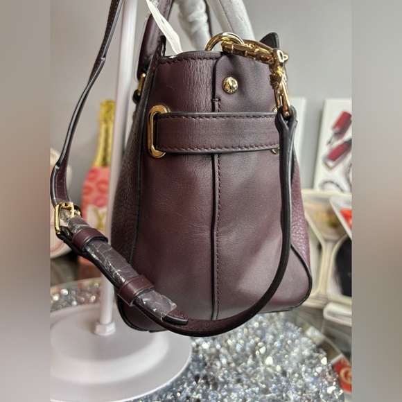 Coach Dark Purple Satchel with Gold Accents - Picture 7 of 15